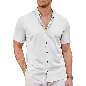 COOFANDY Men's Short Sleeve Casual Button Down Shark Shirts Wrinkle Free Untucked Shirt Summer Stretch Dress Shirts - 1 of 4
