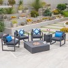 Christopher Knight Home Navan Outdoor Aluminum 5 Piece Club Chair and Fire Pit Set with Cushions - 2 of 4