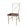 3pc 30" Dining Set Round Pedestal Dining Table Wood/Antiqued Almond & Espresso - International Concepts - 3 of 4