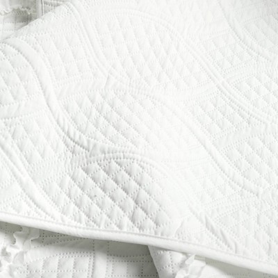 White Full Microfiber Textured Quilt Set