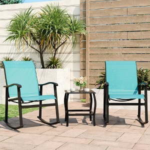 Celebalcony 3 Piece Outdoor Furniture Rocking Patio Set Light Blue - 1 of 4