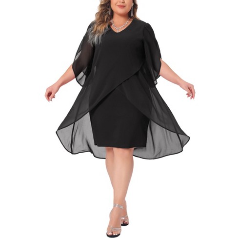 Agnes Orinda Women's Plus Size Velvet Lace Trim Short Sleeve Party A Line  Dresses : Target