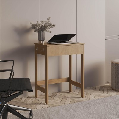 INFURNIC Desks Modern Computer Desk with 1 Drawer and 4 Legs Easy to Assemble for Stylish and Organized Workspace, Brown, 15.7"*23.6"*30.3"