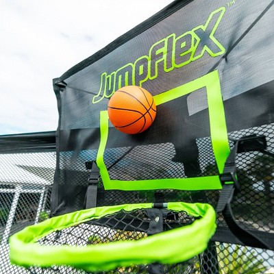 JumpFlex Black and Green Flexible Trampoline Basketball Hoop