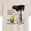 Women's - Peanuts - Charlie World Is Filled With Mondays Oversized Graphic T-Shirt - 2 of 4