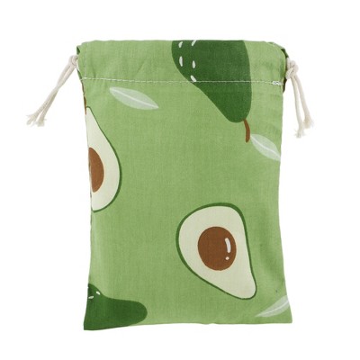 Unique Bargains Women Durable Drawstring Avocado Cosmetic Bag Green 1 Pc