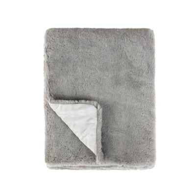 Tadpoles Super Soft Double Layer Faux Fur Plush Baby Blanket - Gray