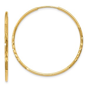 Black Bow Jewelry 1.25mm, 14k Gold, Diamond-cut Endless Hoops, 30mm (1 3/16 Inch) - 1 of 4