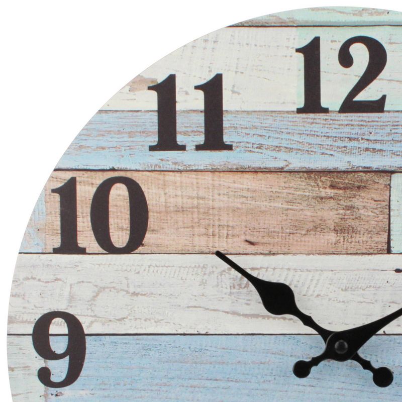 Coastal Worn Wood Wall Clock Blue/White - Stonebriar Collection, 4 of 9