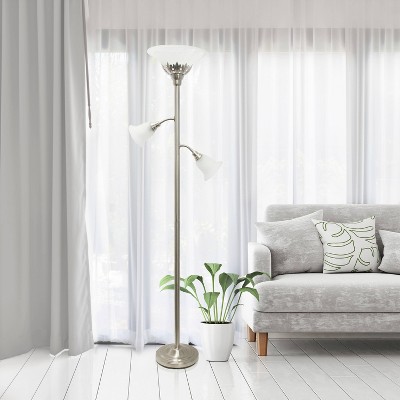 3-Light Floor Lamp with Scalloped Glass Shade - Elegant Designs