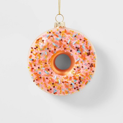 Glass Doughnut Christmas Tree Ornament Pink - Wondershop™