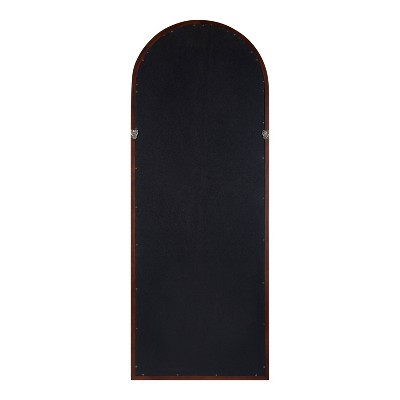 Walnut Brown Arched Wood Framed Windowpane Wall Mirror