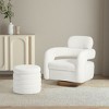 WestinTrends Alexandria Mid-Century Modern Faux Shearling Swivel Barrel Accent Chair With Storage Ottoman - 2 of 4