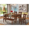 HomeStock 6-Piece Rectangle Mahogany Finish Solid Wood Top Dining Table with 1 Bench, 4 Chairs - 2 of 4