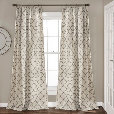 Set of 2 84"x54" Geo Trellis Window Curtain Panel Gray - Lush Décor