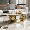TiramisuBest 49.2" Oval Faux Marble Coffee Table, Modern Luxury Center Table with Stainless Steel Base for Living, Elegant Gold & Multi-Tone - 2 of 4