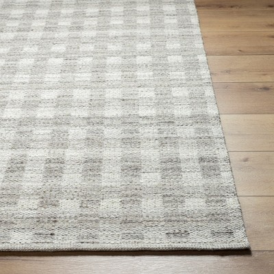 Handmade Gray Wool Rectangular Stain-Resistant Area Rug 5' x 7'