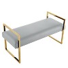 Inspired Home Dalia Velvet/PU Leather Bench with Gold/Chrome Frame - 4 of 4
