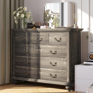 Acekool9-Drawer Farmhouse Dresser with Metal Handles, Rustic Storage Organizer for Bedroom & Living Room - 1 of 4