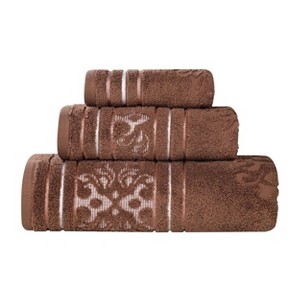 Zero Twist Cotton Floral Jacquard 3 Piece Bathroom Towel Set by Blue Nile Mills - 1 of 4