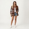 Anna-Kaci Women’s Plaid Button Front Shirt Jacket with Soft Corduroy Contrast Long Sleeves Chest Pocket Detail - 3 of 4