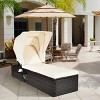 Tangkula Outdoor Cushioned Reclining Chaise Lounge w/Folding Canopy - 2 of 4