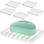 Juvale 6 Pack Silicone Soap Dish Holder for Bathroom and Kitchen Sink, White, 3.5 x 4.4 in