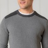 Hope & Henry Men's Organic Crew Neck Shoulder Detail Sweater, Gray Heather Colorblock, Medium - 3 of 4