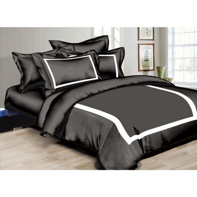 Linen Classique 320TC Hotel Style Black and White Duvet Set