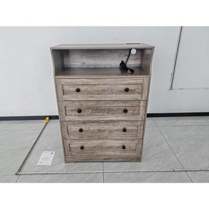 Tall Dresser with Charging Station & LED Lights, 4-Drawer Wood Chest for Bedroom, Nursery, Space-Saving Design, 31.5"x15.7"x45.2" - 1 of 1