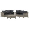 vidaXL 5 Piece Patio Lounge Set with Cushions Gray Poly Rattan - 3 of 4