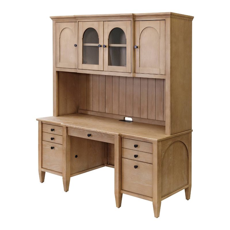 Modern Wood Hutch With Doors, Storage Hutch, Laurel Collection Light Brown - Martin Furniture, 3 of 15