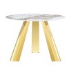 Infurnic Dining Sets Round Table Paired with Four Uniquely designed White Dining Chairs With Golden Metal Leg , Black, 42"*42"*29.5" - 4 of 4