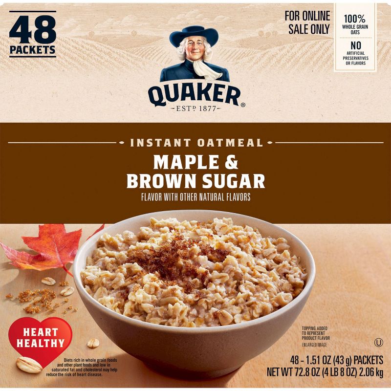 Quaker Maple &#38; Brown Sugar Instant Oatmeal - 72.8oz/48ct, 2 of 4