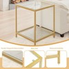 HYLEORY 20 in. Square 2-Tier Tempered Glass End Table, Side Accent Table with Metal Frame for Living Room or Bedroom - 4 of 4
