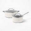 7pc Nonstick Ceramic Coated Aluminum Cookware Set Cream - Figmint™ : Target