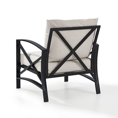Kaplan Outdoor Steel Arm Chair with Cream Cushions