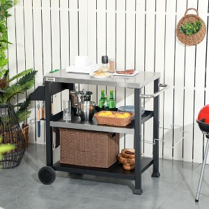 CAVINAS Grill Cart Stainless Steel Tabletop Outdoor Grill Table Multifunctional Outdoor Grill Cart Suitable for Outdoor Grilling - 1 of 4