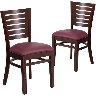 Emma and Oliver 2 Pack Slat Back Wooden Restaurant Chair