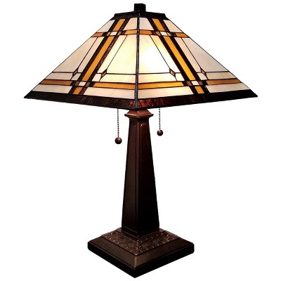 Amora Lighting Tiffany Style Table Lamp Banker Mission 22" Tall