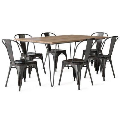 7pc 66" Freya IV Dining Set Distressed Black/Copper - WyndenHall