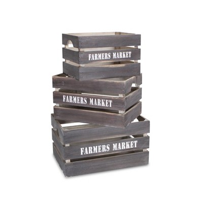 Cheung's Isolde Set of 3 Wood Crates - Farmers Market