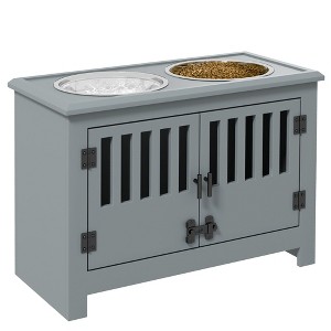 Kumasinova Large Dog Food Storage Container,Elevated Dog Bowls with Storage Cabinet Containing Large 37L Capacity,Raised Dog Bowl Stand - 1 of 4