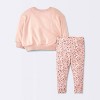Baby Girls' 2pc Cat Applique Sweatshirt & Leggings Set - Cloud Island™ Pink - 2 of 4