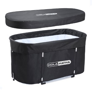 HolaHatha 129 Gal Ice Bath Tub, Portable Hot/Cold Water Plunge Recovery Tub w/ Lid - 1 of 4