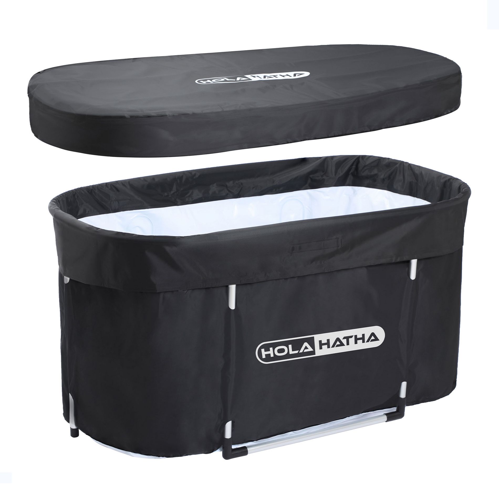 HolaHatha 129 Gal Ice Bath Tub, Portable Hot/Cold Water Plunge Recovery Lidded Tub