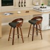 Bar Stools Set of 2, Swivel Bar Height Stools with Low Back, Wood Bar Chairs with Soft Cushion Seat, 25-Inch Seat Height - 4 of 4