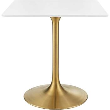 Modway Lippa 28 Square Wood Top Dining Table - Gold White