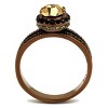 Slickblue Women’s Engagement Ring, Smoked Synthetic Crystal Center with Black Accents, Coffee Tone Band, Sizes 5–10 - 3 of 4