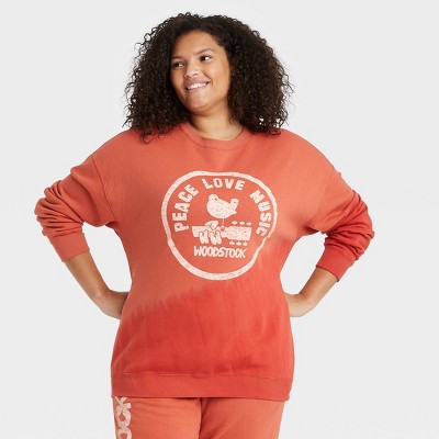 Women's Woodstock Graphic Sweatshirt - Red Tie-dye